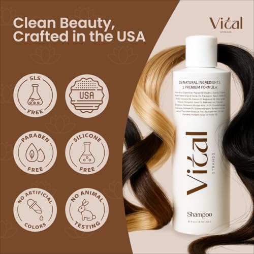 Vital Strands Hair Growth Shampoo for Thinning Hair – Rosemary, Nettle & Saw Palmetto (8 fl oz) – Sulfate Free