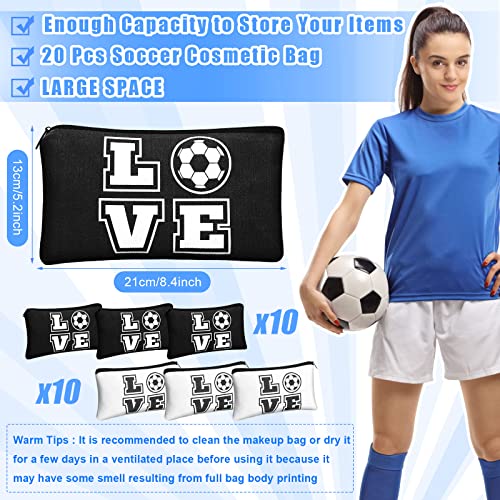 Amylove 20Pcs Soccer Makeup Bags Gift Set – Canvas Cosmetic Bags for Girls
