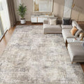 Cotiled 8x10 Brown Grey Abstract Washable Area Rug for Living Room