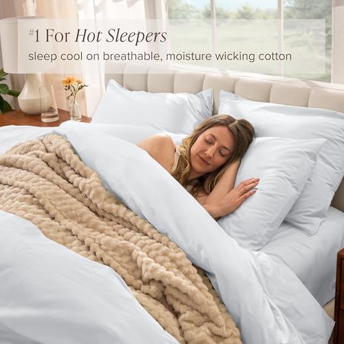 Bare Home Organic Cotton Percale Duvet Cover Set Twin XL White No Comforter - 100% Organic