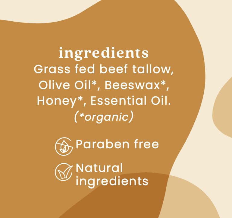 Unscented Grass Fed Beef Tallow & Honey Body & Face Moisturizer - 4 oz - Raw