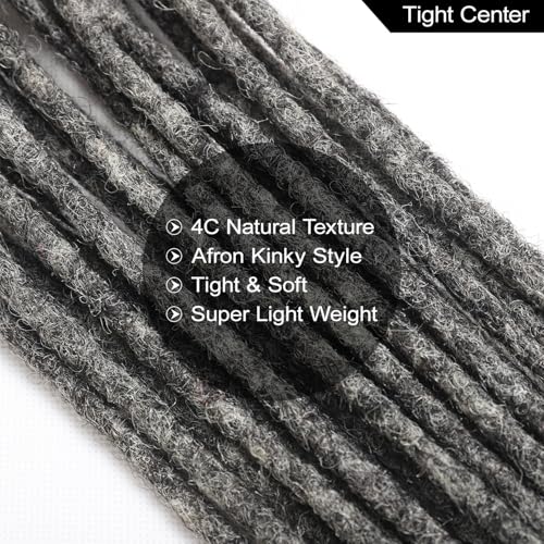 Salt and Pepper Loc Extensions - Grey Black 0.6cm 8 Inch 30 Strands Handmade Human Hair