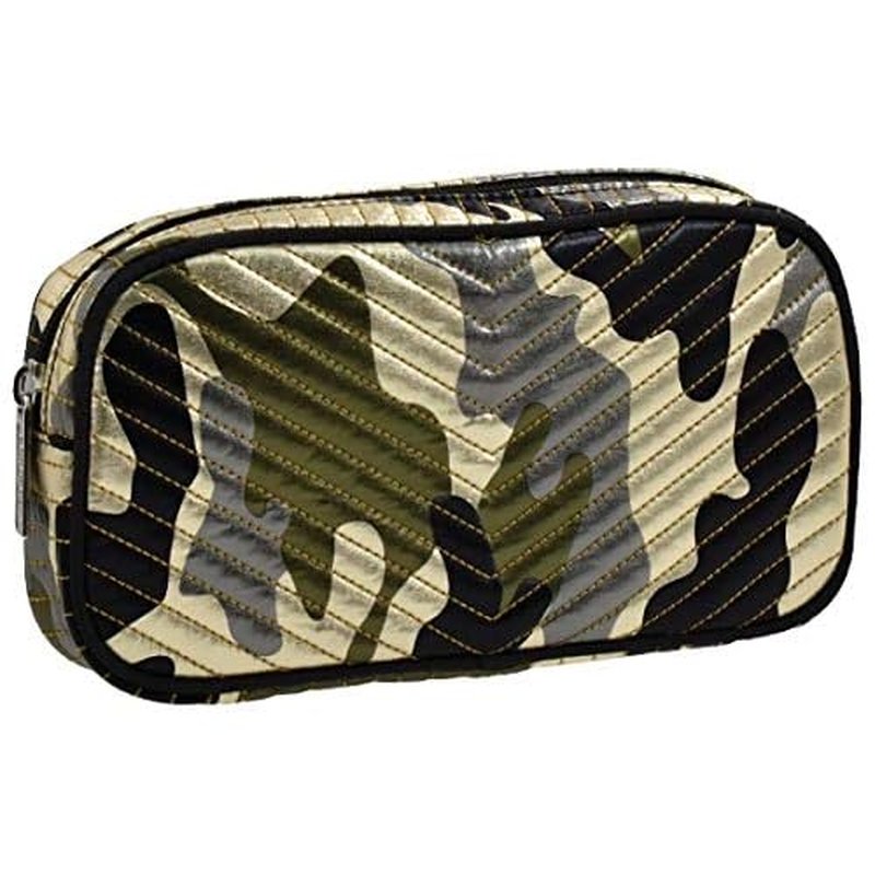 iscream Camo Chevron Quilted Metallic 8.5" x 4.5" Zippered Cosmetic Bag