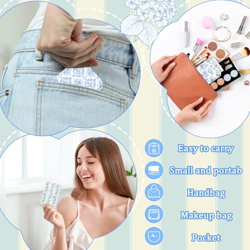 Mini Pocket Mirror Set - 12 Blue Rose Compact Mirrors for Women, Stylish Gift