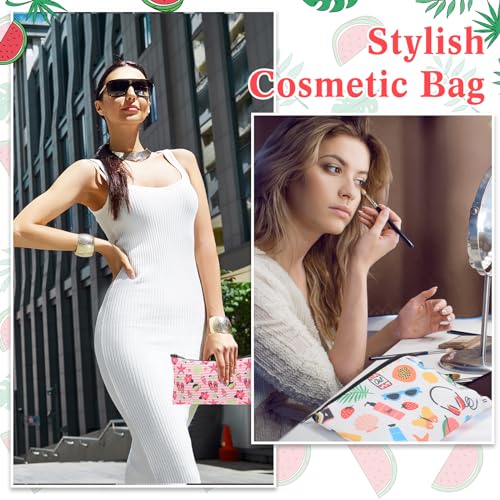 Tropical Makeup Bags Set - 24 Canvas Cosmetic Pouches for Travel & Gifts