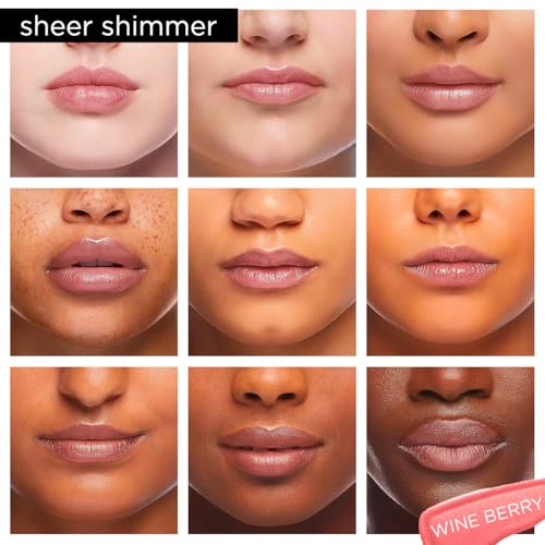 Pure Illumination Light-Up Lip Gloss with LED-Lit Applicator Brush + Side Mirror, Non-Sticky, Moisturizing Hydrating Lip Glosses with Lanolin, Jojoba Oil, & Vitamin E, Wine Berry