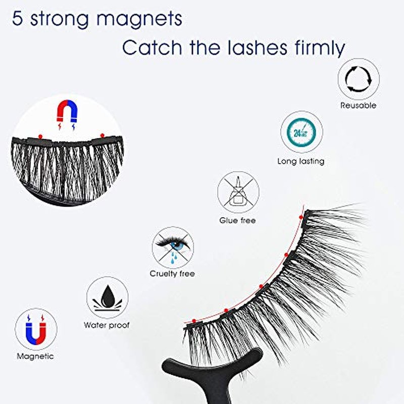 Alcastar Magnetic Eyelashes with Eyeliner Kit, Synthetic Fiber, Natural Look, Waterproof, No Glue Required (BT-1022)