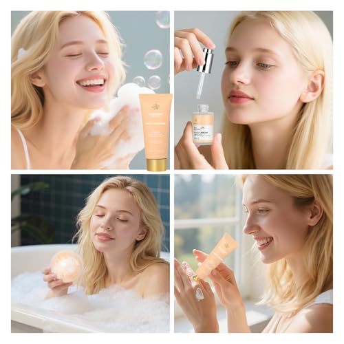33 pcs Valentines Day Gifts for Women, Orange Facial Kit, Skin Care Gift Set, Self-Care Kit, Spa & Bath & Body Basket Gift, Beauty Bag, Face Gel Mask, Pampering Kit, Birthday Gift, Mother Day