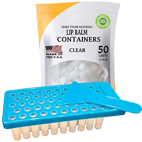 DIY Lip Balm Container Kit with Fill Tray & Spatula - 50 Clear BPA-Free Containers