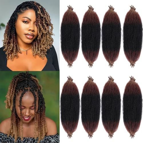 Pre-Separated Springy Afro Twist Hair 16 Inch - 8 Packs, Natural Black