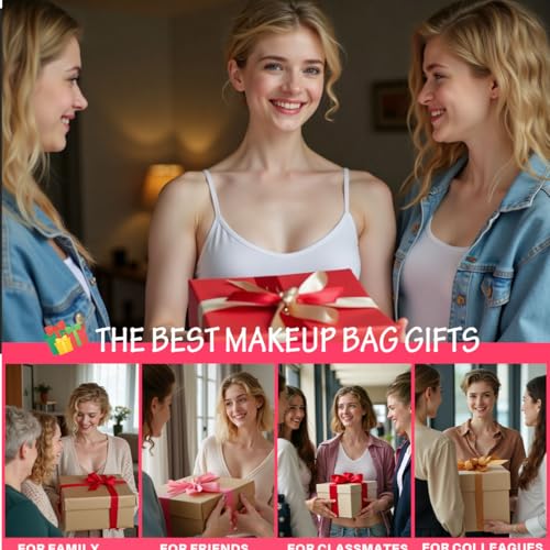 6 Pcs Girls Trip Gifts Set - Insulated Makeup Cosmetic Travel Bag Kit for Women , Bachelorette Weekend Favors, Spa Vacation Essentials, Mother's Day Christmas Birthday Gift for Friends Daughter