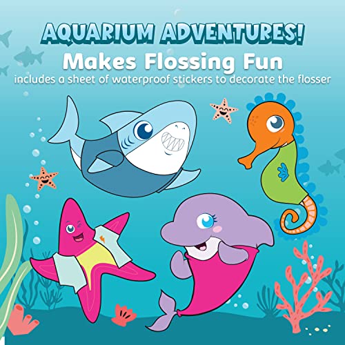 Aquasonic Kids Water Flosser Blue for Ages 6+ with Nozzles & Waterproof Stickers