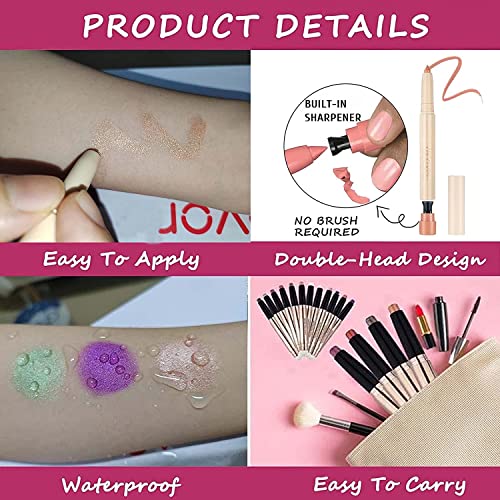 Pink Matte Eyeshadow Pencil, Waterproof Long Lasting Eye Shadow, High Pigment Hypoallergenic Highlighter Stick - Create Multi-Dimensional Eyes Look (05# Pink Matte)