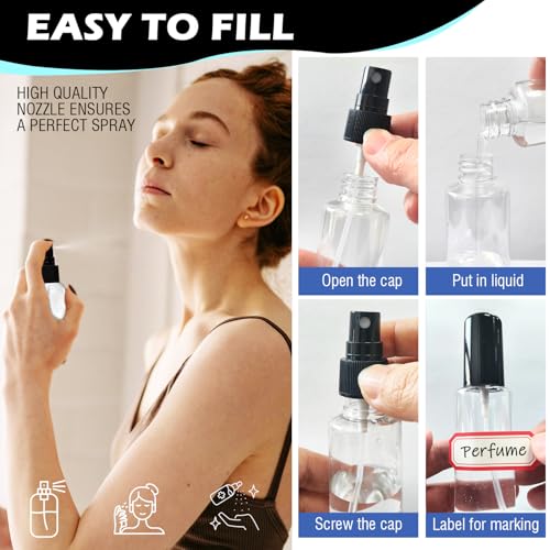 DupakSYS 100 Pack 2oz/55ml Travel Spray Bottles - Small Clear Refillable