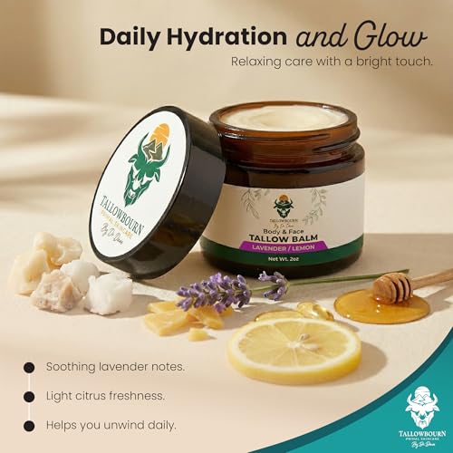 Lavender Lemon Grass-Fed Beef Tallow Balm for Face & Body - 2oz - Variation of Lavender and Lemon / Pack of 1