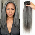 Salt and Pepper Grey Human Hair Bundles - Straight Sew-In Weave Extensions