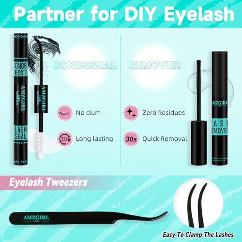 Natural Lash Clusters Kit 160Pcs Manga Eyelash Extensions Kit with Invisible Band D Curl Wispy Clusters Lashes with Waterproof Lash Bond and Seal, Lash Remover and Tweezer(Angel Baby Kit-Mix8-16mm)