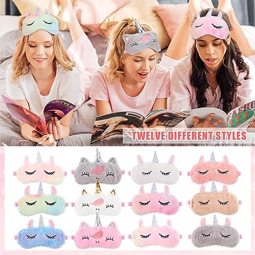 Sleepover Party Supplies Kit with Unicorn Eye Masks & Bow Headbands for Girls & Women