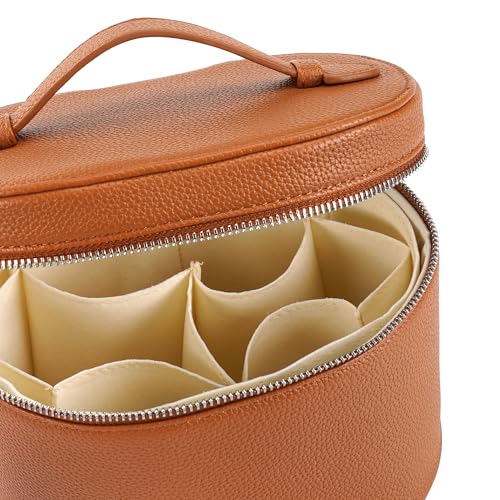 Makeup Bag Vanity Case Cosmetic Bag with Removable Divider Travel Toiletry Bag for Women Portable Make up Box Organizer, Brown