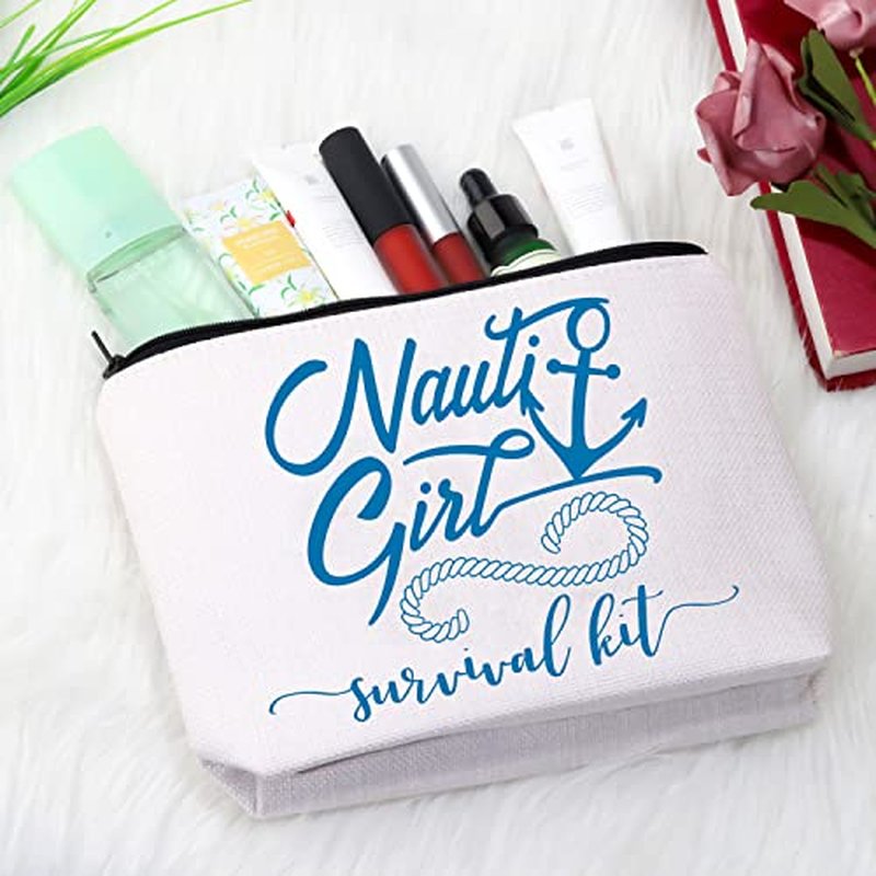 GJTIM Funny Nautical Anchor Sailing Boating Gift Boating Sailing Nautical Theme Zipper Pouch Nauti Girl Survival Kit for Nautical Sailors (Survival Nauti Girl)