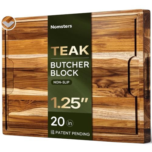 20 x 15 Inch Teak Cutting Board with Juice Groove - Butcher Block for Meat & Kitchen Prep