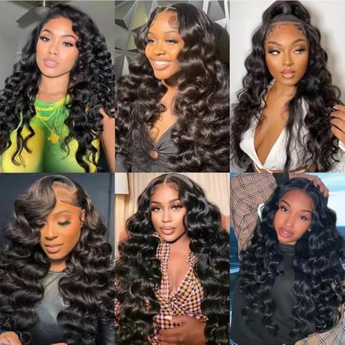 AiPliantfis 12-16 Inch Loose Wave Human Hair Extensions - 3 Bundles, Natural Black