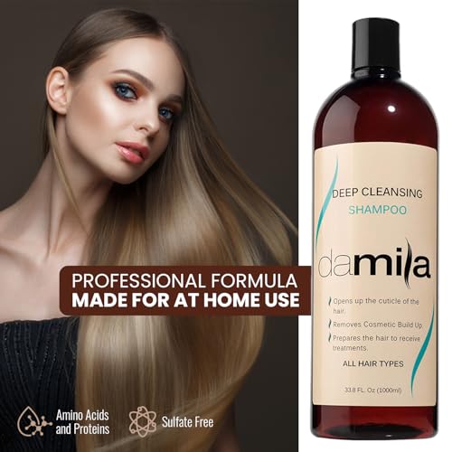 Damila Deep Clarifying Shampoo 16.8 Fl Oz for All Hair Types - Residue & Build-Up Removal - Prepares Hair for Keratin Treatments