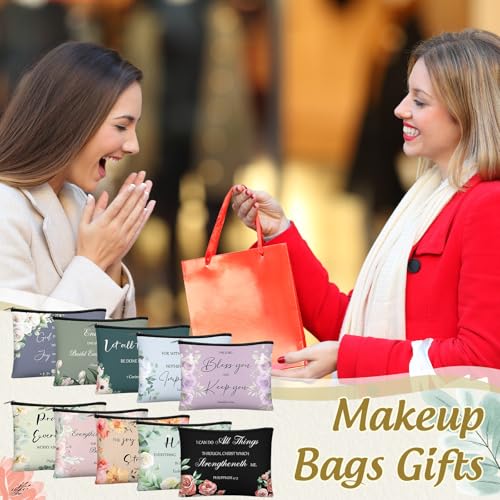 Jetec 30 Pcs Morandi Christian Makeup Bags - Bible Verse Gift Set for Women
