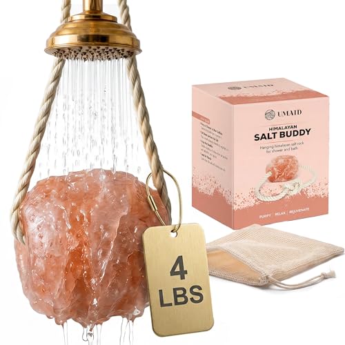 UMAID 4 lb Himalayan Pink Salt Rock for Shower & Bath - Spa Wellness Gift