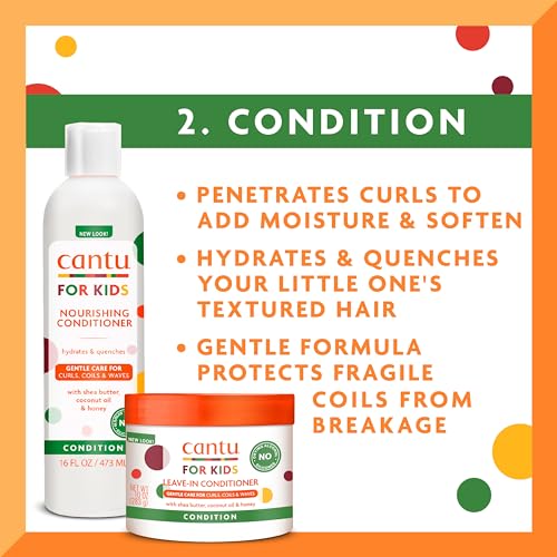Kids Hair Care Set with Tear-Free Shampoo & Conditioner - Shea Butter, Detangler & Leave-In