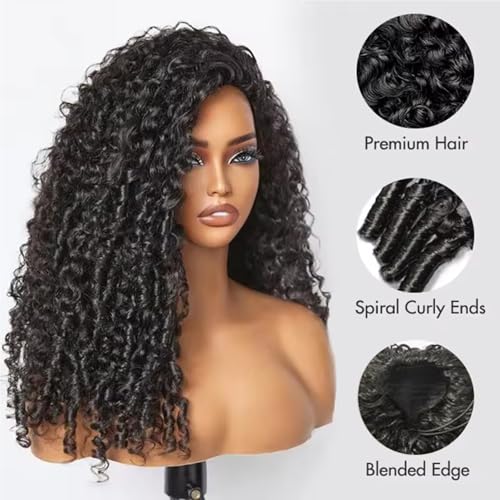Burmese Curly Half Wig Human Hair - 14 Inch Glueless Flip Over Style, 200% Density, Headband, Beginner Friendly