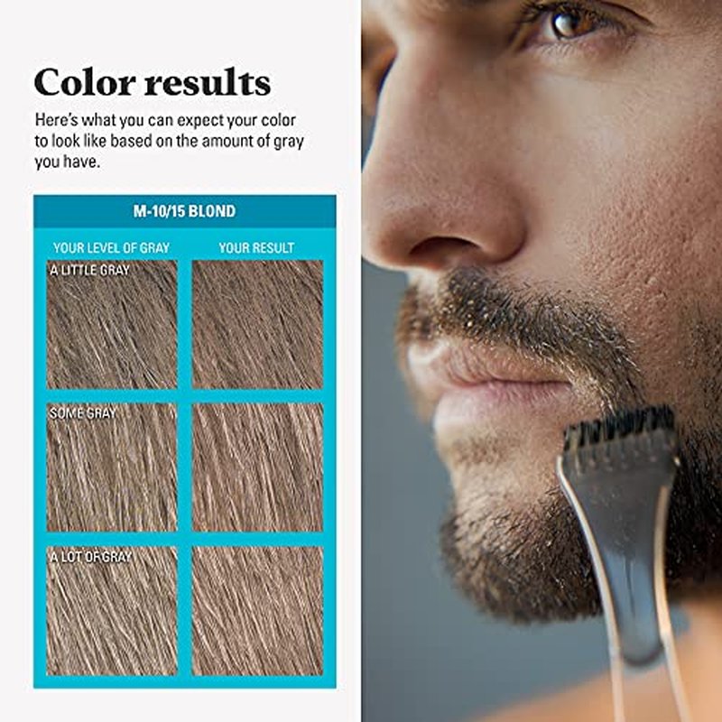 Just For Men Mustache & Beard, Beard Dye for Men with Brush Included, With Keratin Biotin Aloe and Coconut Oil for Healthy Facial Hair - Blond, M-10/15, Pack of 3 (Packaging May Vary)