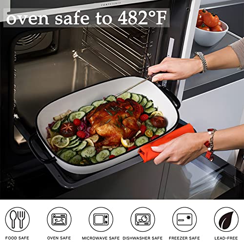 Large Rectangular Baking Dish 16x11 Inches - 6 Qt Ceramic Casserole Pan - White - Variation of THIS listing
