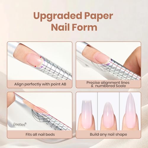Beetles Hard Gel Nail Extension Kit with Tips & Sculpting Tools, HEMA-Free