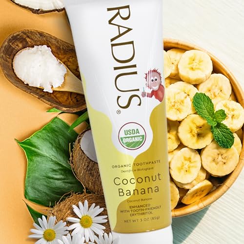 Kids Organic Coconut Banana Toothpaste 3oz Pack of 3 - Non-Toxic, Fluoride-Free