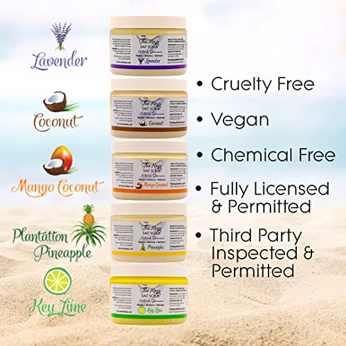 Sea Salt Body Scrub with Wooden Spoon - Coconut Scent - 12 Ounce Pack of 3