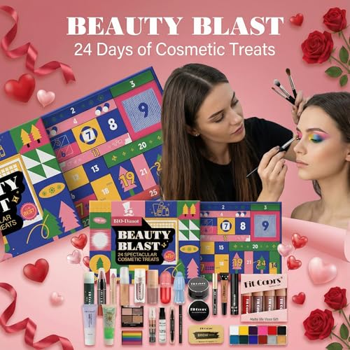 Makeup Advent Calendar 2025, 24 Days Christmas Countdown Calendar Makeup Gift Set, Holiday Cosmetic Surprise Make Up Set for Women, All-in-One Beauty Cosmetic Collection for Beginners & Experts