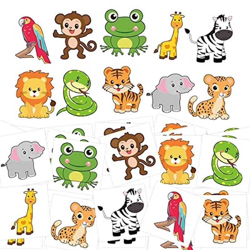 Fancy Land Animal Tattoos for Kids Safari Jungle Temporary Tattoo for Animals Birthday Party Favors Goodie Bag Stuffers 60Pcs (Pack of 2)