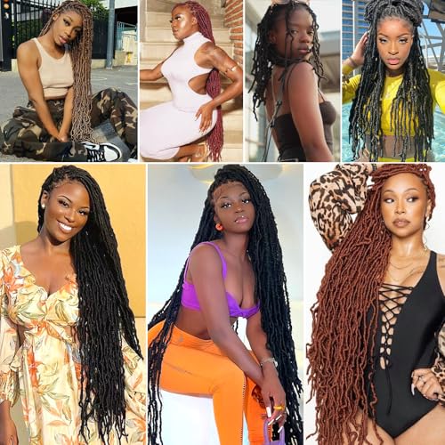 Faux Locs Crochet Hair 30 Inch 7 Pack Ombre 1B/30/27 - Lightweight & Tangle-Free