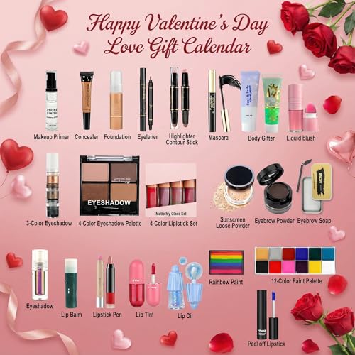 Makeup Advent Calendar 2025, 24 Days Christmas Countdown Calendar Makeup Gift Set, Holiday Cosmetic Surprise Make Up Set for Women, All-in-One Beauty Cosmetic Collection for Beginners & Experts