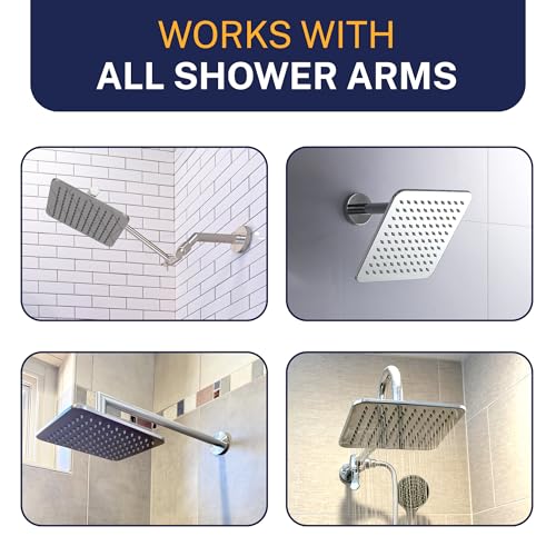 HammerHead Showers Chrome 8 Inch Square Rainfall Shower Head - High Flow, Solid Metal, Easy Install