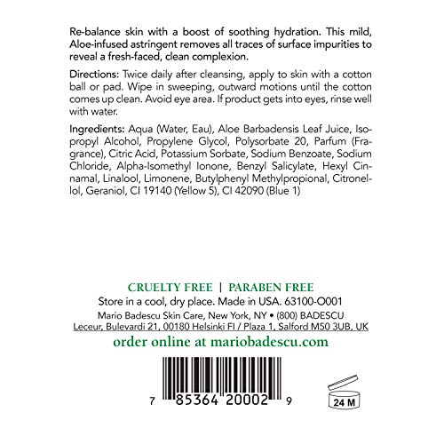 Mario Badescu Aloe Lotion Mild Toner for Face - Soothing & Refreshing Aloe-infused Pore Cleanser Skin Care - Face Toner to Calm, Soothe & Refresh Skin