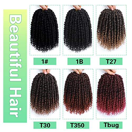 AMELI 8 Inch Passion Twist Crochet Hair 8 Packs Short Curly Synthetic for Black Women 1B