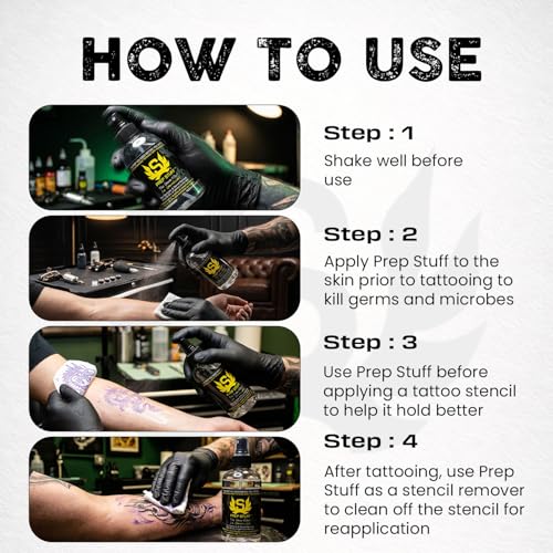 8oz Tattoo Stencil Prep Spray - Clear | Skin Cleanser & Remover for Artists