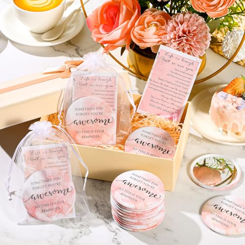 Pink Compact Travel Mirror with Inspirational Quote - Bulk Set for Women