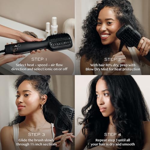Ceramic Ionic Hair Volumizing Blow Dryer Brush - Flat Brush for Fast Blowouts