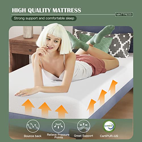 Twin 8-Inch Foam Mattress - CertiPUR-US Certified Breathable Supportive Bed with Removable Cover
