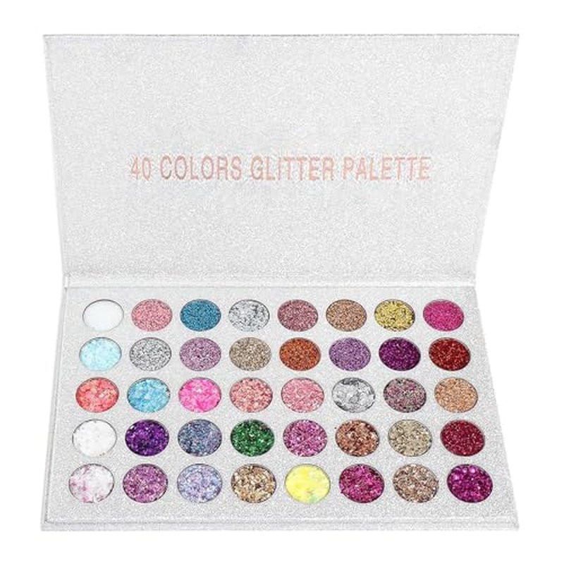 40 Colors Glitter Gel Set - No Glue Needed for Hair Face Body Glitter for Halloween, Carnival, Cosplay | Multi-Purpose Paint Glitter Palette, Vibrant Makeup for Women, Girls & Kids