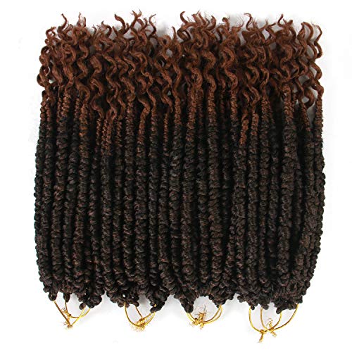 12 Inch Senegalese Twist Crochet Hair Extensions - Spring Curl End, Black Mix Brown (1B/30#), 8 Pack