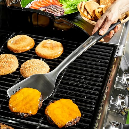 HexClad 8-Piece BBQ Grill Tool Set with Spatula Tongs & Skewers